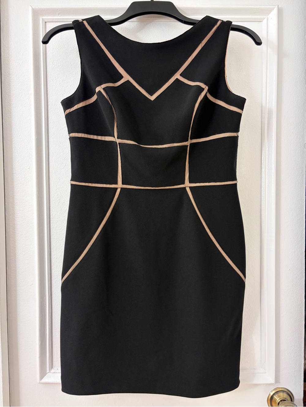 JS Collections tailored knee length sleeveless dress with piping